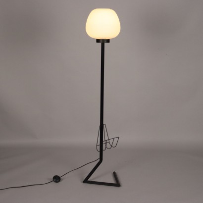 Lampe Vintage en Métal et Verre Opalin Italie Années 60