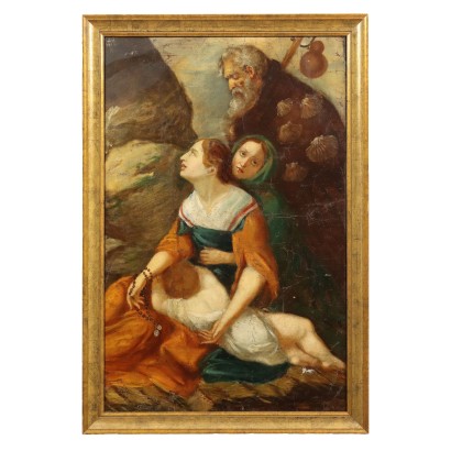 Antikes Gemälde Heiliges Subjekt Öl auf Leinwand XVIII Jhd