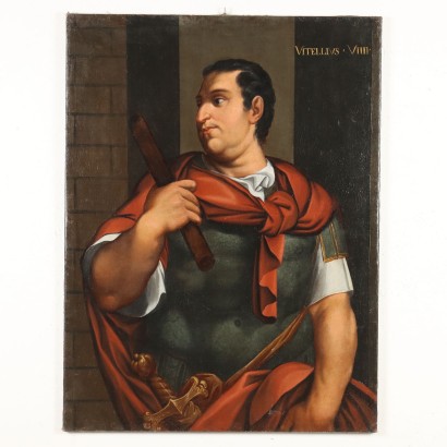Antique Painting Portrait of Emperor Vitellius Oil on Canvas '700