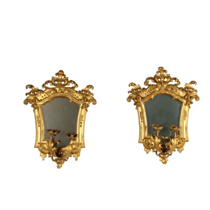 Pair of Antique Baroque Mirrors Poplar Italy XVIII Century