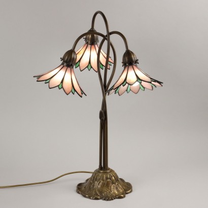 Antike Lampe im Tiffany Stil Gefärbigtes Glas Frankreich '900