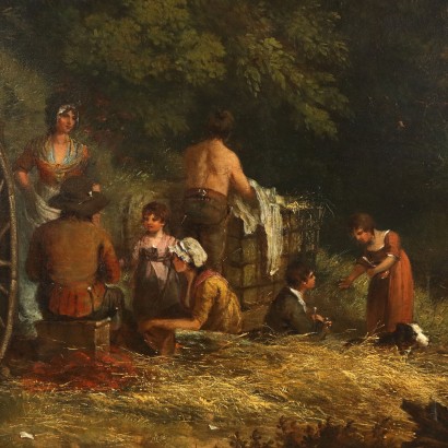 Gemälde mit einer Szene eines Halts im Wald