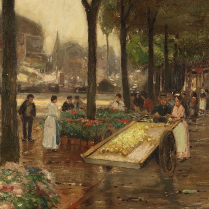 Gemälde von Heinrich Hermanns,Der Blumenmarkt in Dordrecht,Heinrich Hermanns,Heinrich Hermanns,Heinrich Hermanns