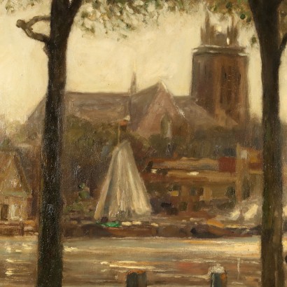 Gemälde von Heinrich Hermanns,Der Blumenmarkt in Dordrecht,Heinrich Hermanns,Heinrich Hermanns,Heinrich Hermanns