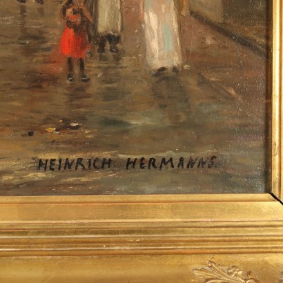 Gemälde von Heinrich Hermanns,Der Blumenmarkt in Dordrecht,Heinrich Hermanns,Heinrich Hermanns,Heinrich Hermanns