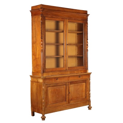 Antique Louis Philippe Bookcase with Doors Walnut XIX Century