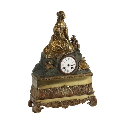 Antique Clock Gilded Bronze with Basement France XIX Century