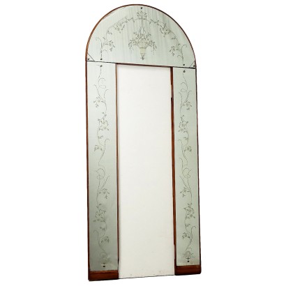 Vintage Portal mit Spiegel aus Holz und Glas Italien der 50er Jahre