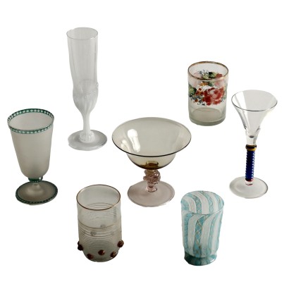 Gruppe aus 7 Gläsern von Verschiedenen Manifakturen aus Glas