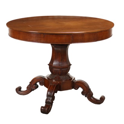 Antique Louis Philippe Round Table Walnut Italy XIX Century
