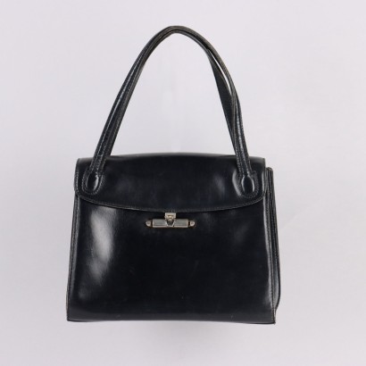 Vintage 1950s-60s Hermès Bag Black Leather France