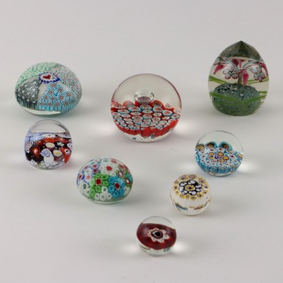 Group of 8 Antique Paperweights Murano Glass Italy XX Century