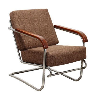 Vintage Rationalistischer Sessel aus Metall und Stoff Italien 30er