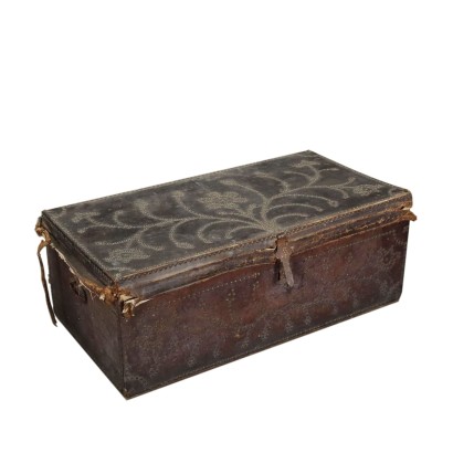 Antikes Koffer aus Holz und Leder Italien Ende des XIX Jhs