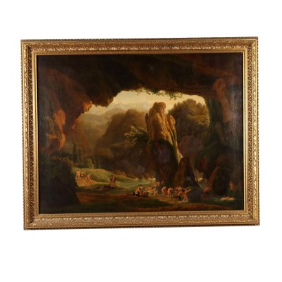 Antique Painting Mythological Subject Oil on Canvas XIX Century