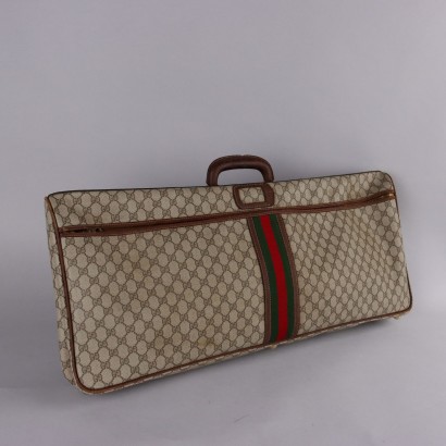 Vintage Gucci Stiefeltasche aus Monogram Leinwand Leder