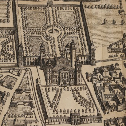 Grabado con Mapa de Racconigi 1726,Raconisium - Mapa de Racconigi,Grabado con Mapa de Racconigi 1726