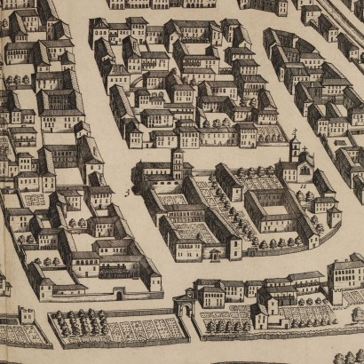 Grabado con Mapa de Racconigi 1726,Raconisium - Mapa de Racconigi,Grabado con Mapa de Racconigi 1726