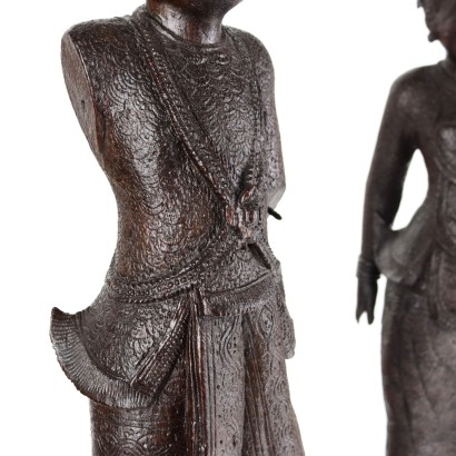 Pair of Burmese Wooden Figures