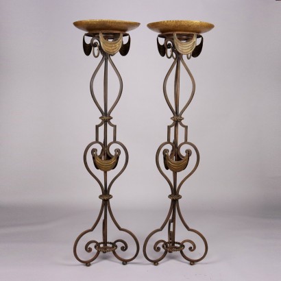 Paar Antike Kerzenhalter aus Eisen Italien des XX Jhs