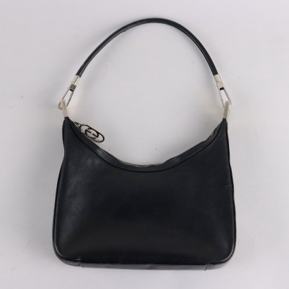 Second Hand Gucci Shoulder Bag Black Leather Detachable Handle