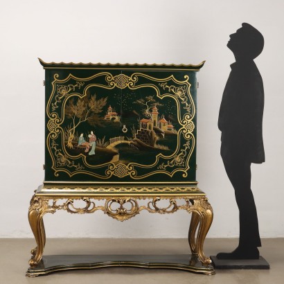 LACQUERED CONSOLE, Chinoiserie Style Bar Cabinet