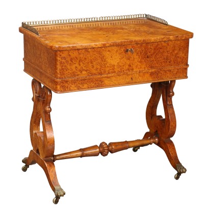 Antique Louis Philippe Coffee Table Maple Burl Veneer '800
