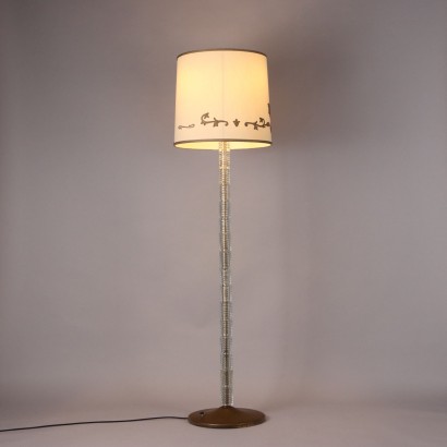 Vintage 1940s Floor Lamp Blown Glass Brass Italy