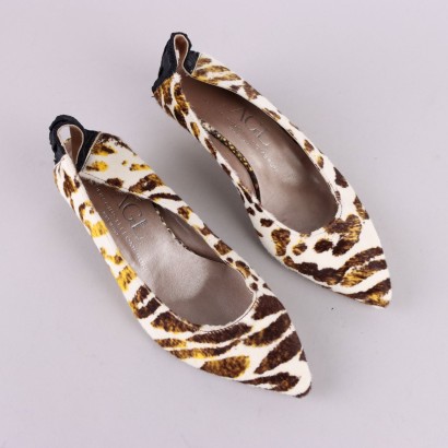Second Hand AGL Shoes Slingback Animalier Printed Leather UK Size 4,5