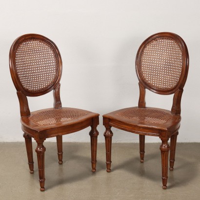 Pair of Neoclassical Walnut Chairs