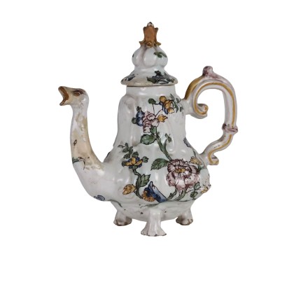 Antike Teekanne aus Majolika Italienische Manifaktur des XVIII Jhs