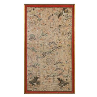 Antique Decorative Panel with Embroidery Japan XX Century