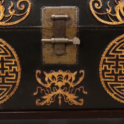 Chinoiserie-Koffer, chinesischer Koffer aus lackiertem Leder