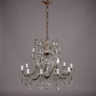 Antique Maria Theresa Style Chandelier 10 Lights Glass XX Century