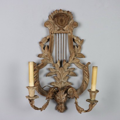 Antike Wandlampe im Empire Stil Vergoldetes Holz des XX Jhs