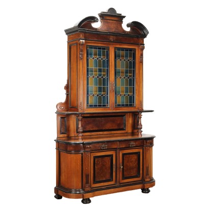 Antique Cupboard with Double Top Walnut Italy XIX Century