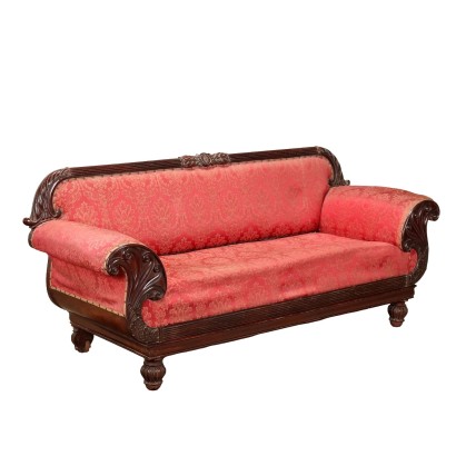 Antikes Sofa der Restaurations Mahagoni Italien des XIX Jhs