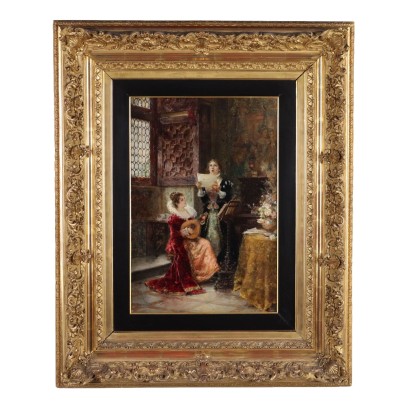 Antique Painting by Vicente March Oil on Canvas XIX-XX Century