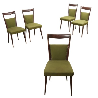 Vintage Stühle aus Buchenholz und Stoff der 50er Jahre