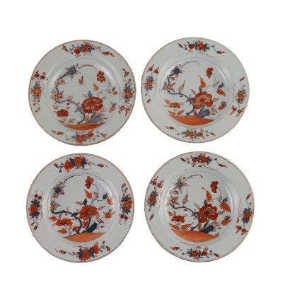 Group of 4 Antique Plates Man. Rubati Majolica XVIII Century