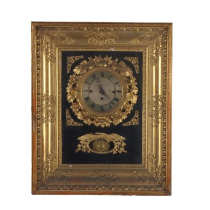 Antique Wall Clock Gilded Wood Austria XIX Century