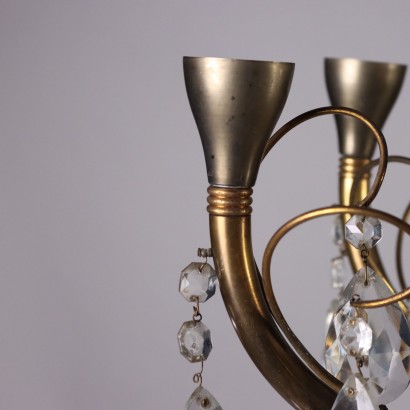 Chandelier, Brass and Crystal Chandelier