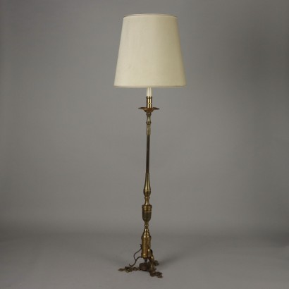 Antike Stehlampe aus Messing und Stoff Italien des XIX Jhs