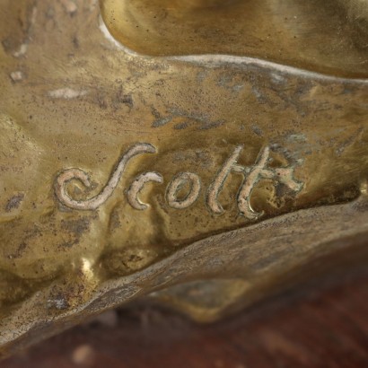 Bronzener Bogenschütze, signiert von Scotte