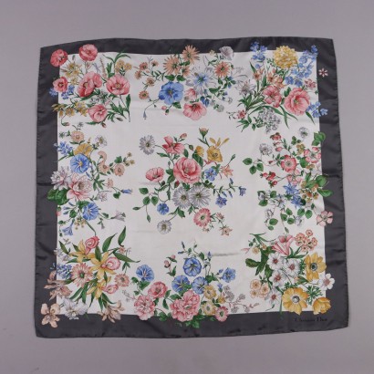 Vintage Scarf by Christian Dior Flower Patterned Silk France