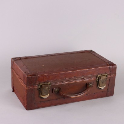 Vintage 1920s-30s Trunk Leather Canvas Italy