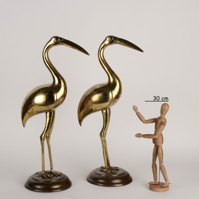 Paar Flamingos aus vergoldeter Bronze