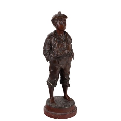 Antike Skulptur aus Bronze Der Junge, der Pfeift Vlaclav Szczeblewski