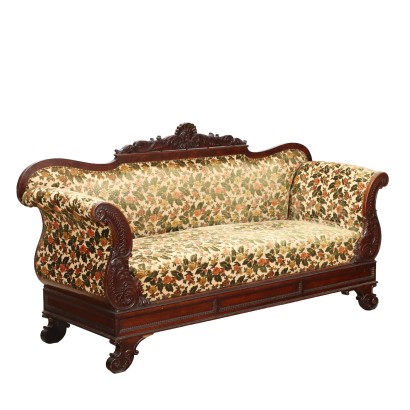 Antikes Sofa Louis Philippe Mahagoni Italien des XIX Jhs