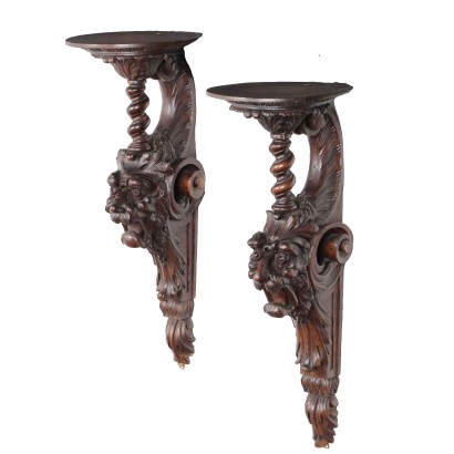 Paar Antike Neobarocke Regale aus Holz Italien des XIX Jhs